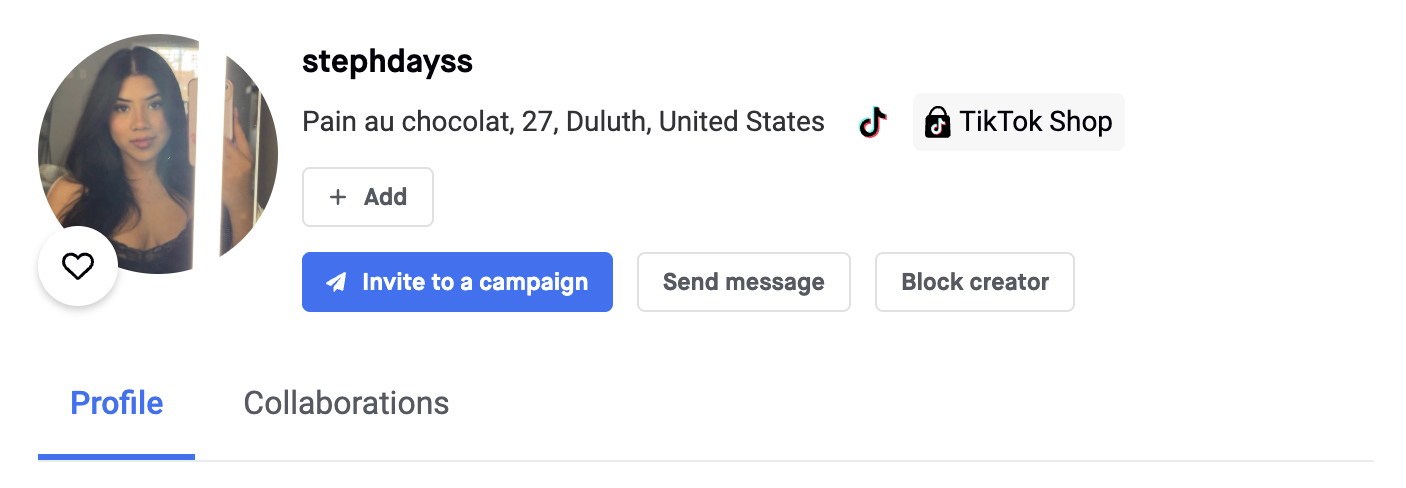 Creator profile Invite button